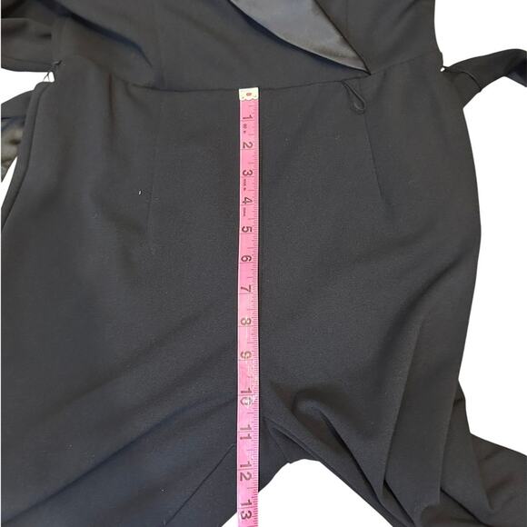 Adrianna Papell Black Tuxedo Jumpsuit Satin Lapel Belt Long Sleeve Women Size 2 - Picture 11 of 12